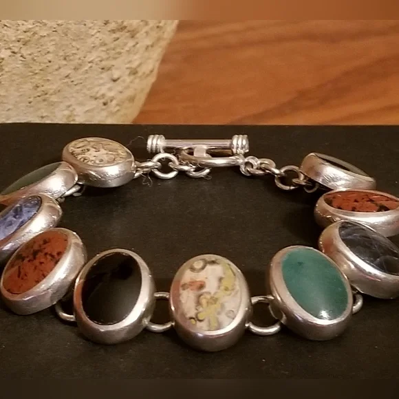 RARE Silpada Sterling Silver & Stone Bracelet